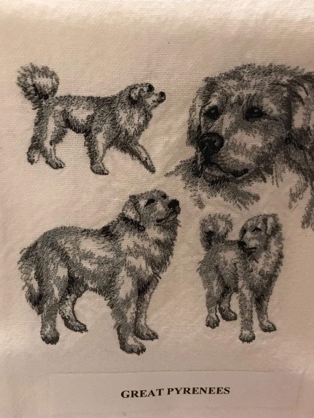 Great Pyrenees Machine Embroidered Dish Towel